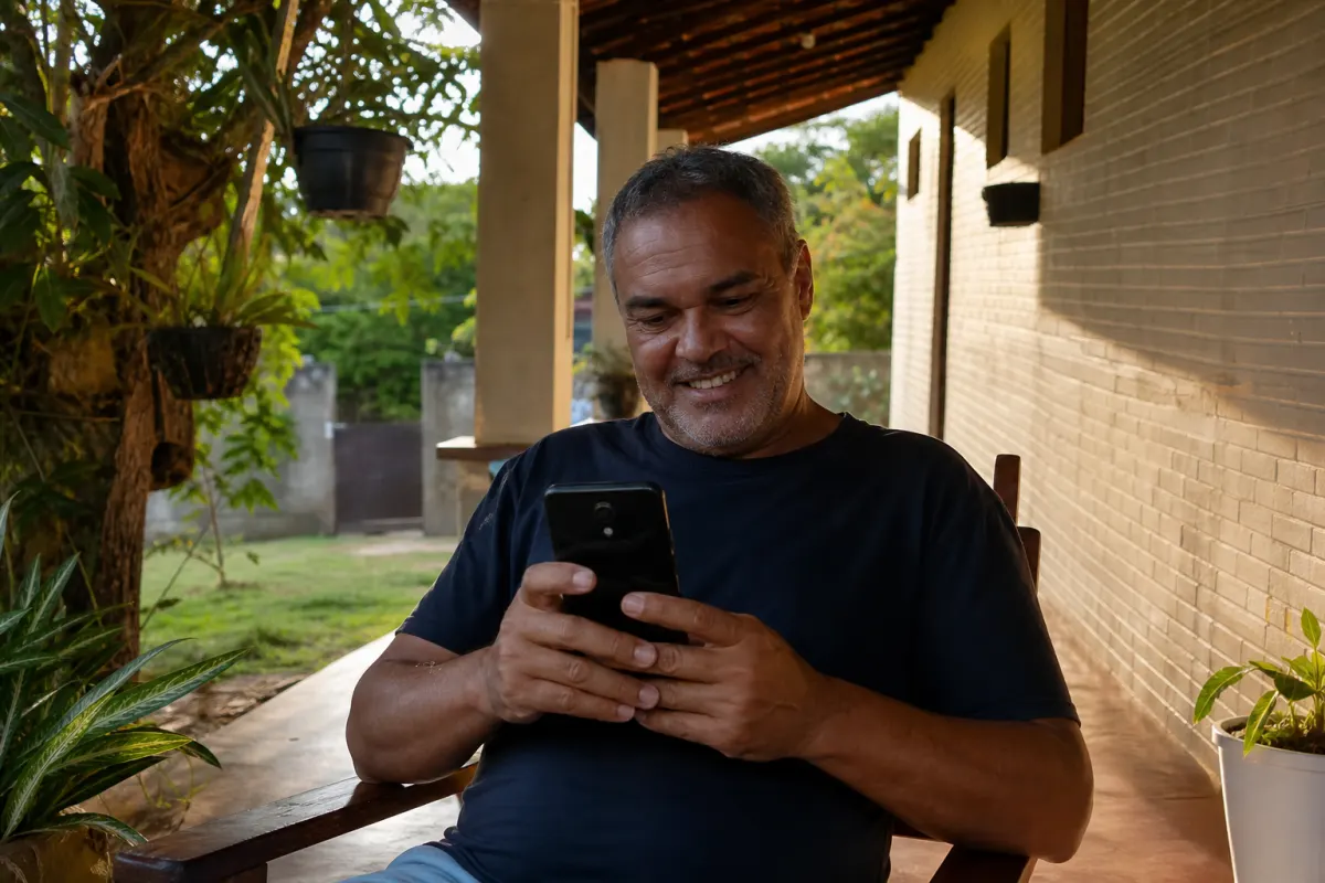 Foto ilustrativa: senhor vendo as curtidas das fotos no Facebook